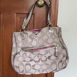 Coach Poppy Metallic Outline Hallie XL Tote